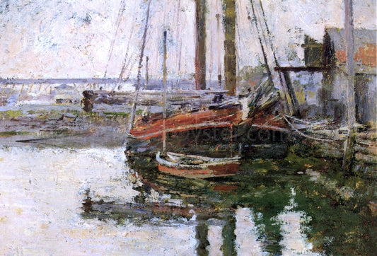 Theodore Robinson Coal Schooner Unloading - Canvas Print