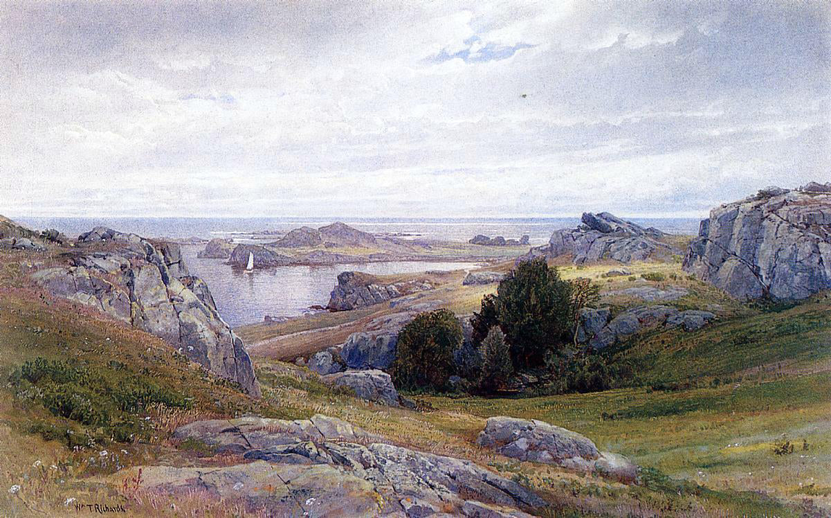 William Trost Richards Coast with Sailboat, Newport - Canvas Print