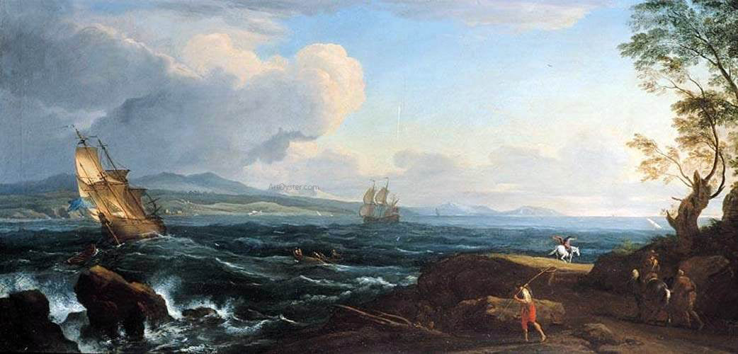 Adrien Manglard Coastal Landscape - Canvas Print