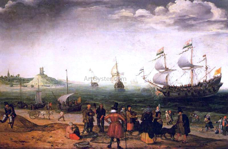 Adam Willaerts Coastal Landscape with Ships - Canvas Print