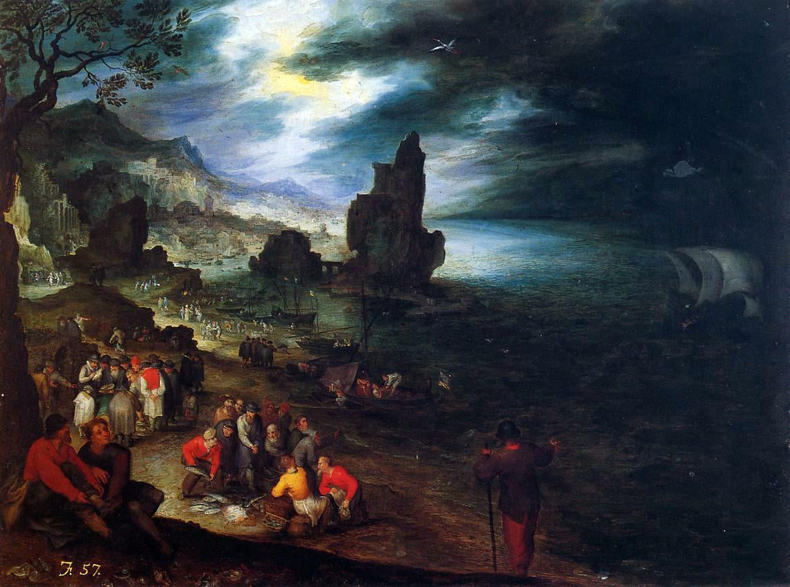 The Elder Jan Bruegel Coastal Landscape with the Sacrifice of Jonas - Canvas Print