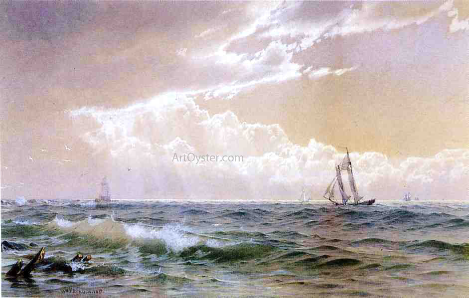 William Trost Richards Coastal Scene with Sailboats - Canvas Print