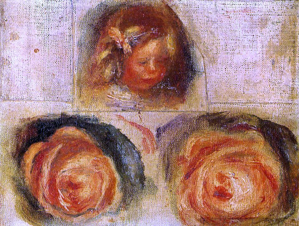 Pierre Auguste Renoir Coco and Roses (study) - Canvas Print