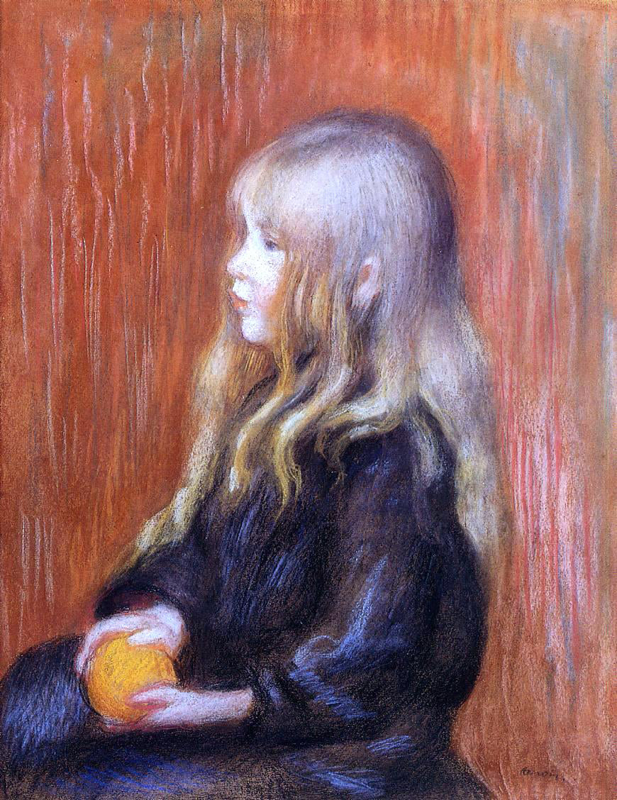 Pierre Auguste Renoir Coco Holding a Orange - Canvas Print