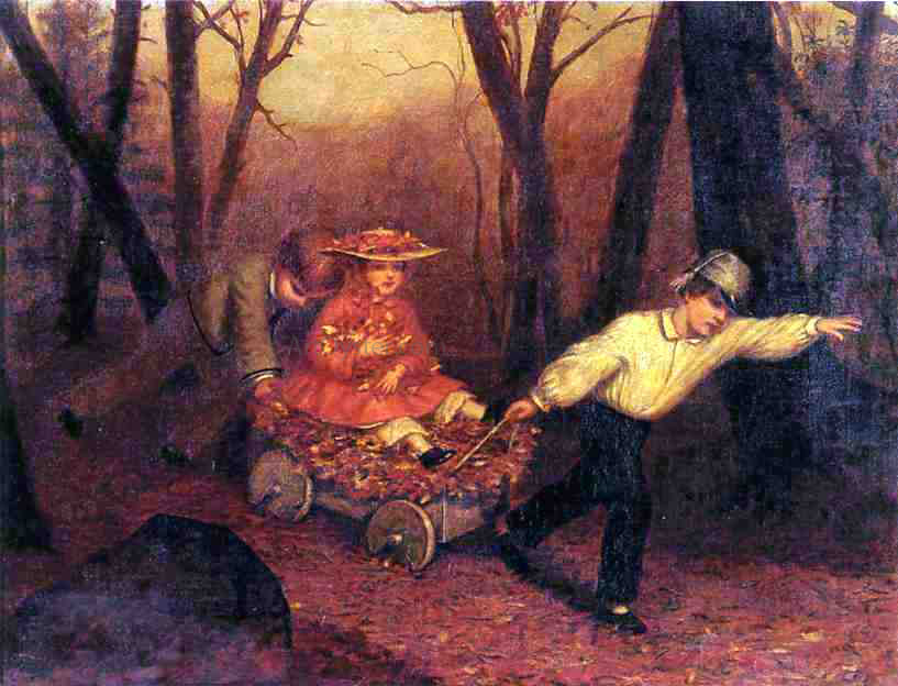 Enoch Wood Perry Collecting Autumn Leaves - Canvas Print