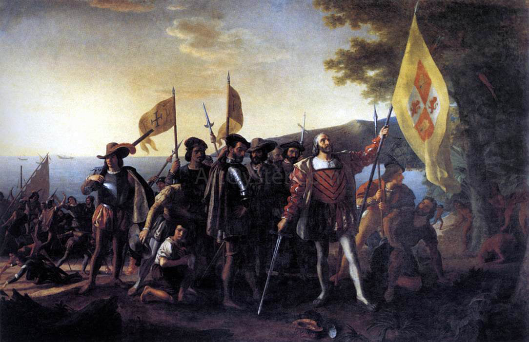 John Vanderlyn Columbus Landing at Guanahani, 1492 - Canvas Print
