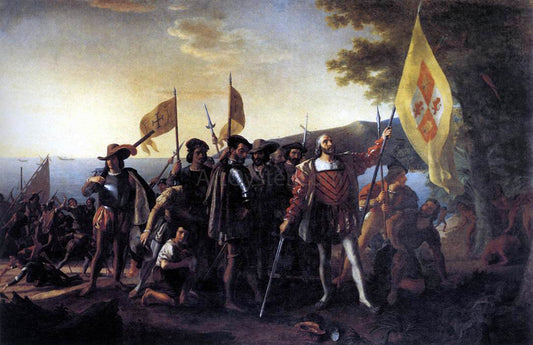 John Vanderlyn Columbus Landing at Guanahani, 1492 - Canvas Print