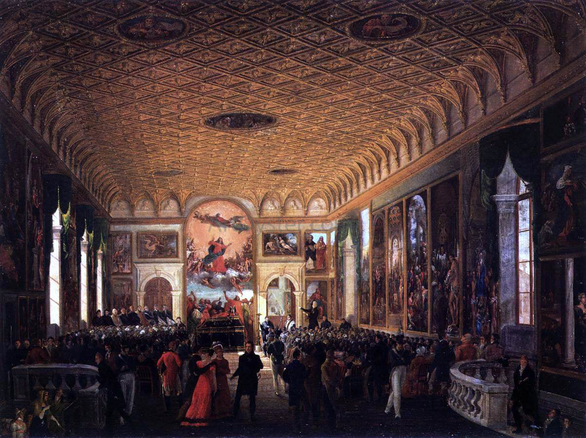 Giuseppe Borsato Commemoration of Canova in the Scuola Grande della Carita - Canvas Print