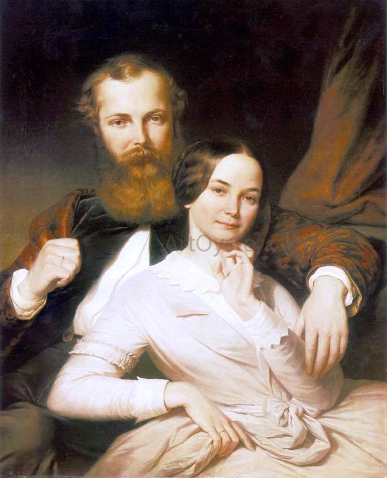Henrik Weber Composer Mihaly Mosonyi and his Wife - Canvas Print