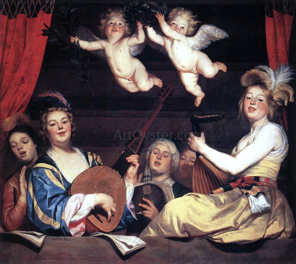 Gerrit Van Honthorst Concert on a Balcony - Canvas Print