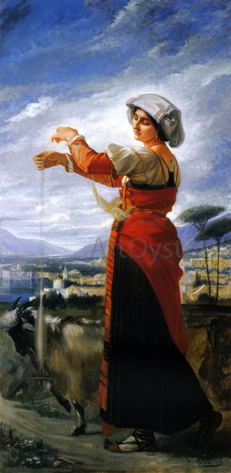 Vicente Palmaroli Y Gonzalez Contadina with a Goat - Canvas Print