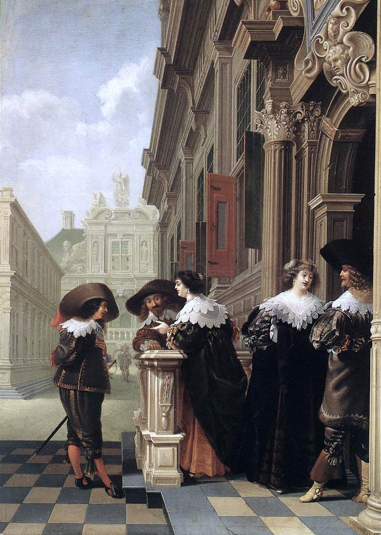 Dirck Van Delen Conversation Outside a Castle - Canvas Print