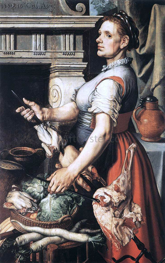 Pieter Aertsen Cook in Front of the Stove - Canvas Print