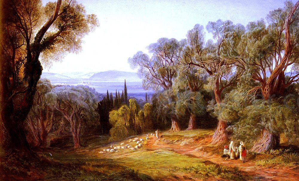 Edward Lear Corfu and the Albanian Mountains - Canvas Print