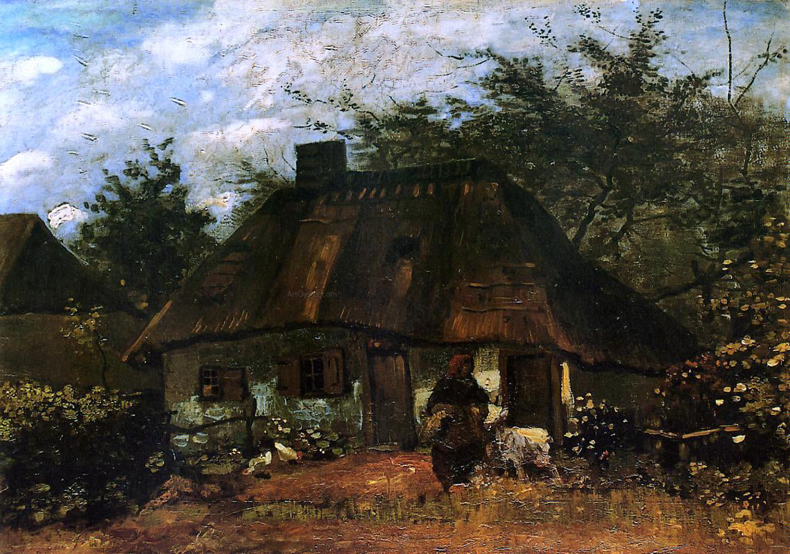 Vincent Van Gogh The Cottage and Woman with Goat - Canvas Print