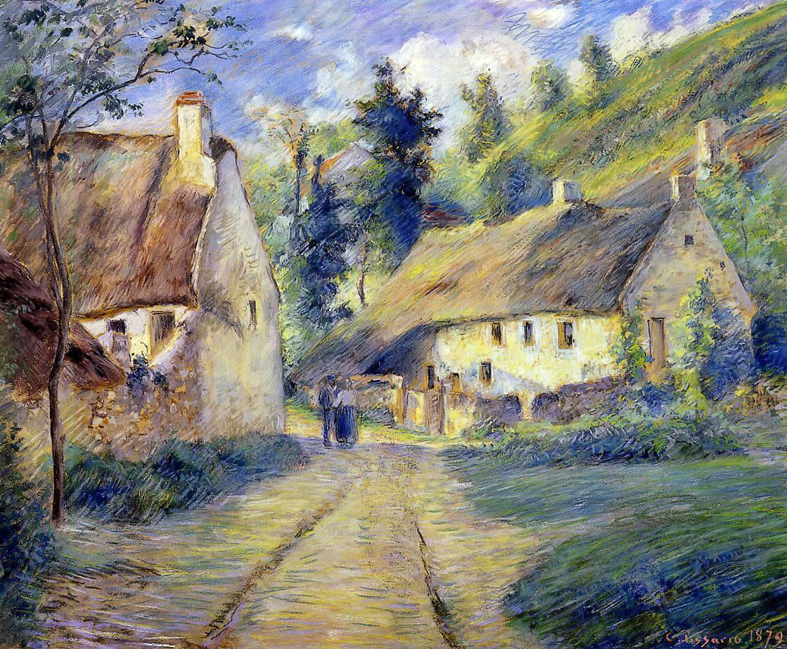 Camille Pissarro Cottages at Auvers, near Pontoise - Canvas Print