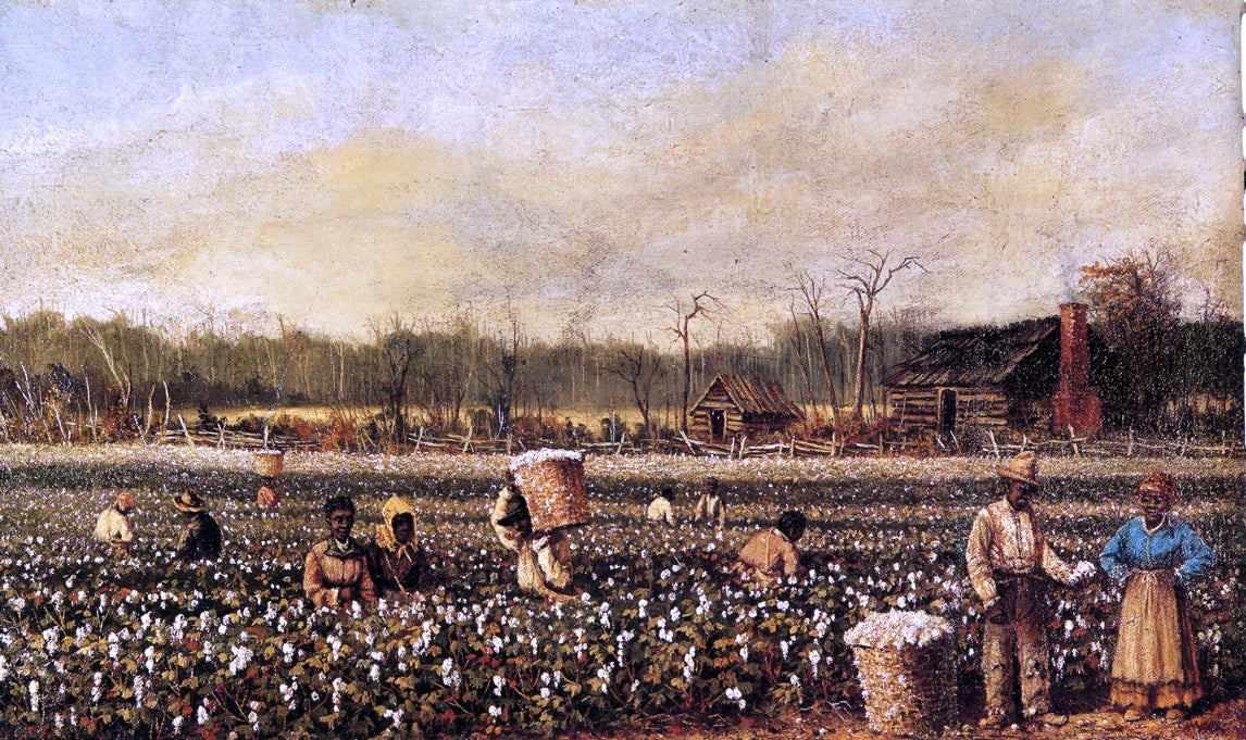 William Aiken Walker Cotton Picking in Front of the Quarters - Canvas Print