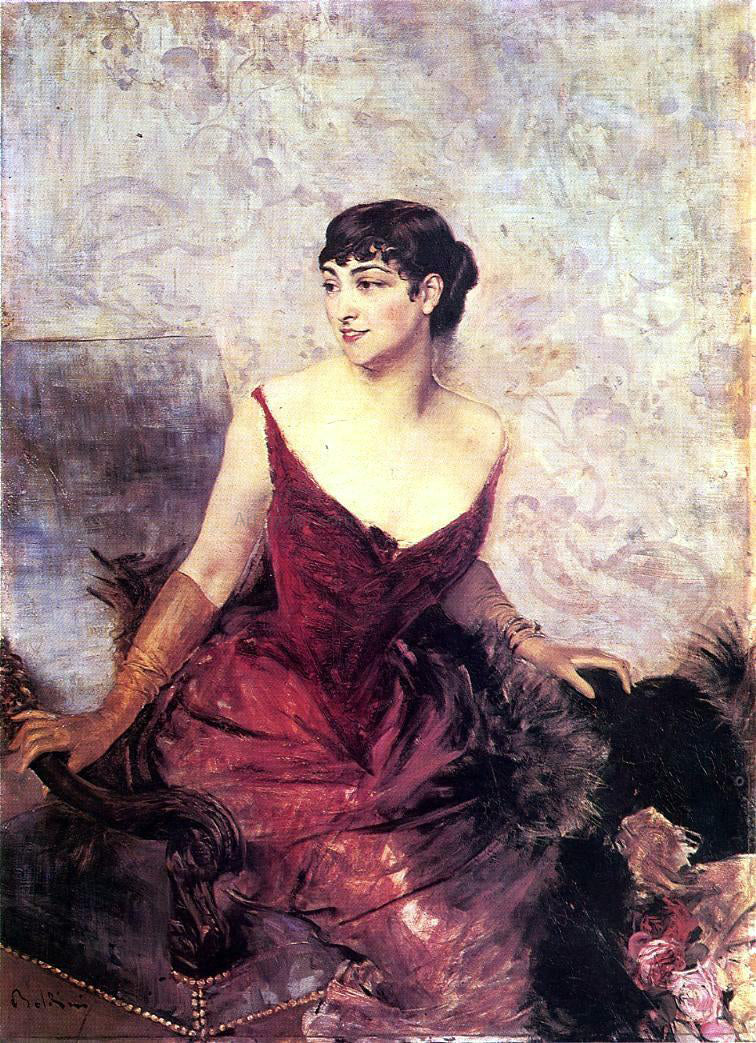 Giovanni Boldini Countess de Rasty Seated in an Armchair - Canvas Print