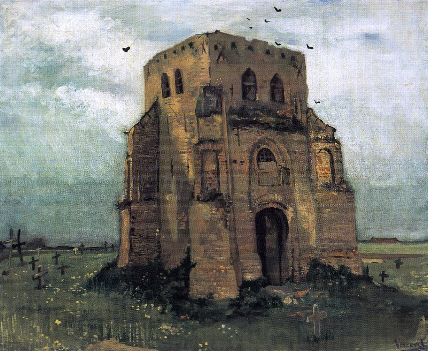 Vincent Van Gogh Country Churchyard and Old Church Tower - Canvas Print