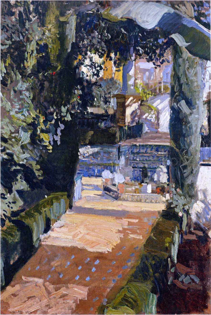 Joaquin Sorolla Y Bastida A Courtyard - Canvas Print