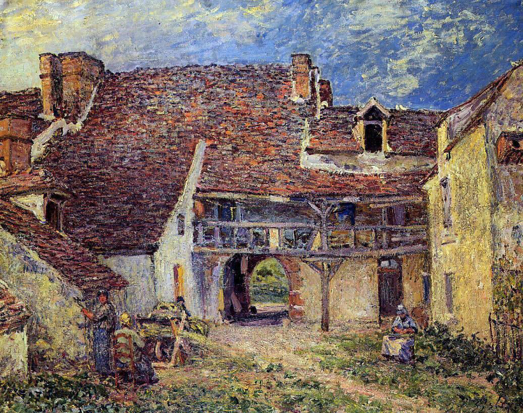 Alfred Sisley Courtyard of a Farm at Saint-Mammes - Canvas Print