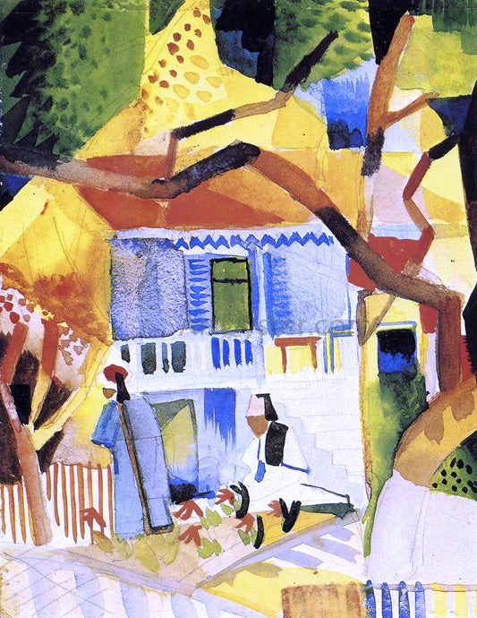 August Macke Courtyard of a Villa at St. Germain - Canvas Print