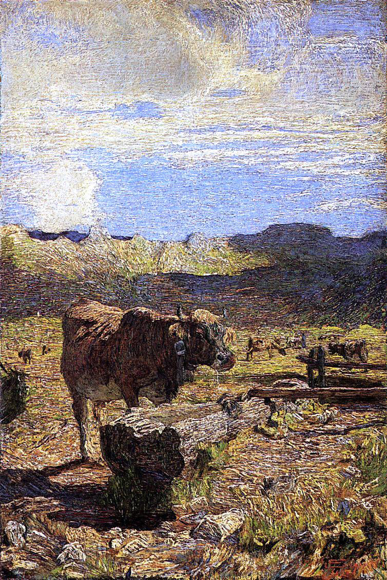 Giovanni Segantini Cow at a Water Trough - Canvas Print