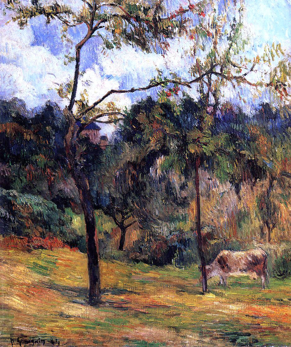 Paul Gauguin Cow in a Meadow, Rouen - Canvas Print