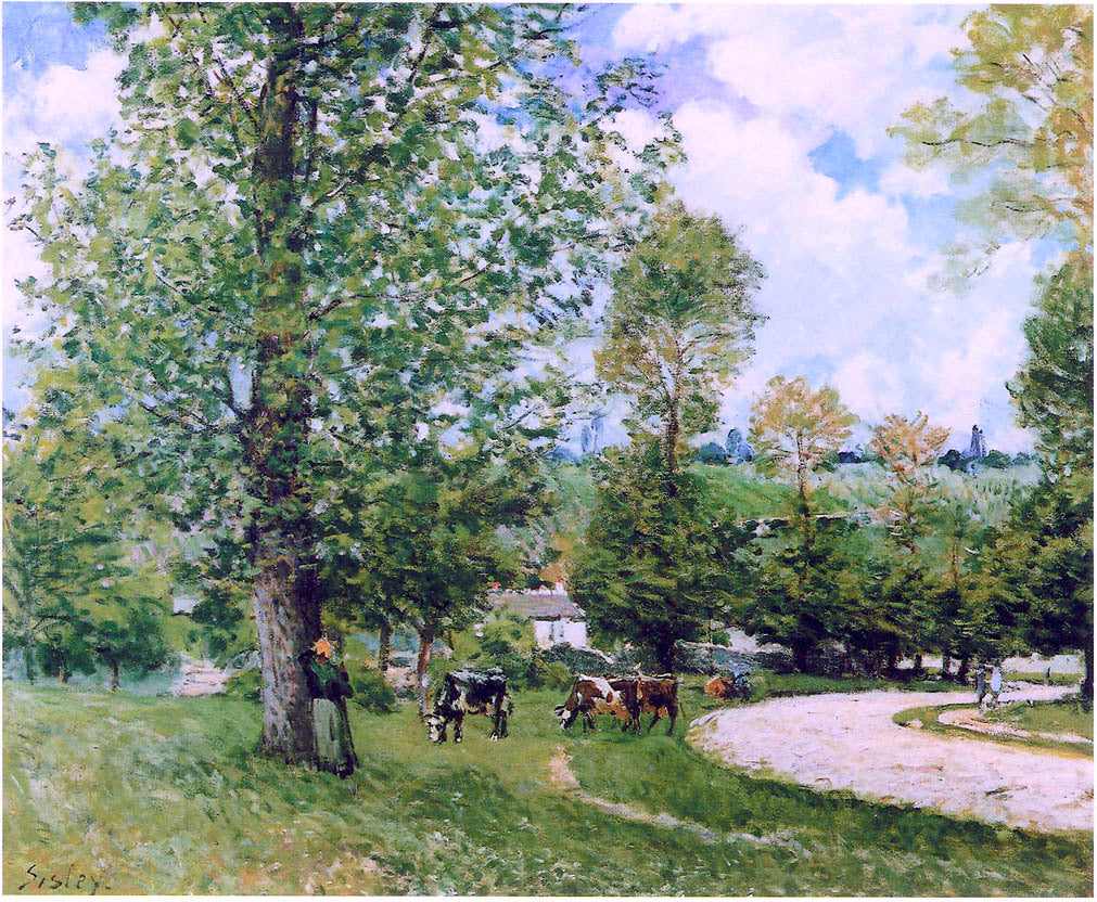 Alfred Sisley Cow Pasture near Louveciennes - Canvas Print