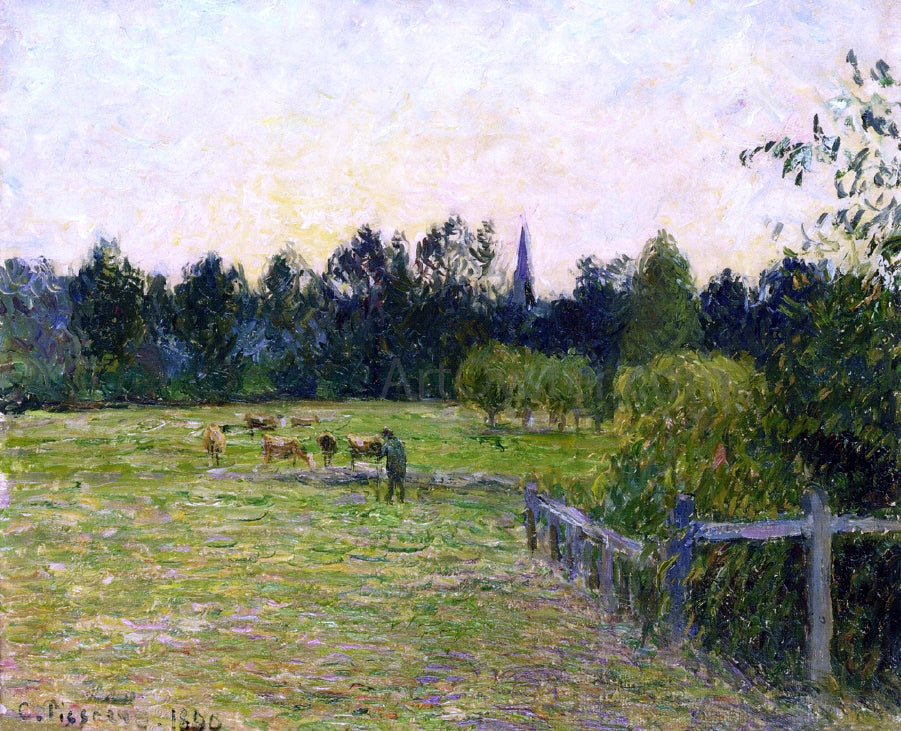 Camille Pissarro Cowherd in a Field at Eragny - Canvas Print