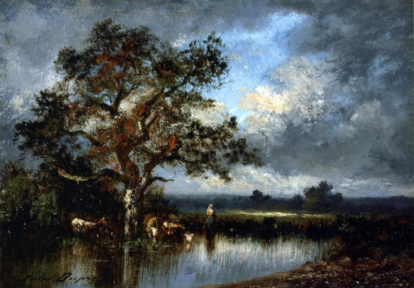 Jules Dupre Cows and Cowherd - Canvas Print
