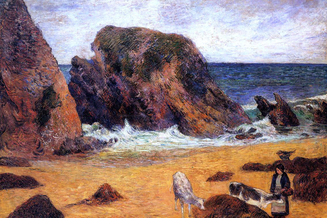 Paul Gauguin Cows by the Sea - Canvas Print