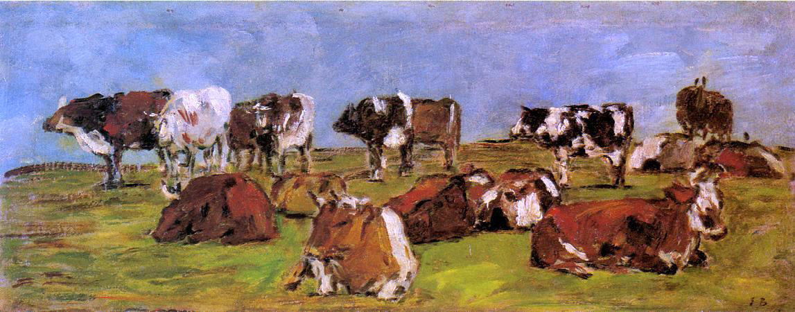 Eugene-Louis Boudin Cows in a Field - Canvas Print