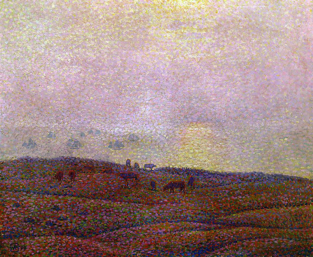 Theo Van Rysselberghe Cows in a Landscape - Canvas Print
