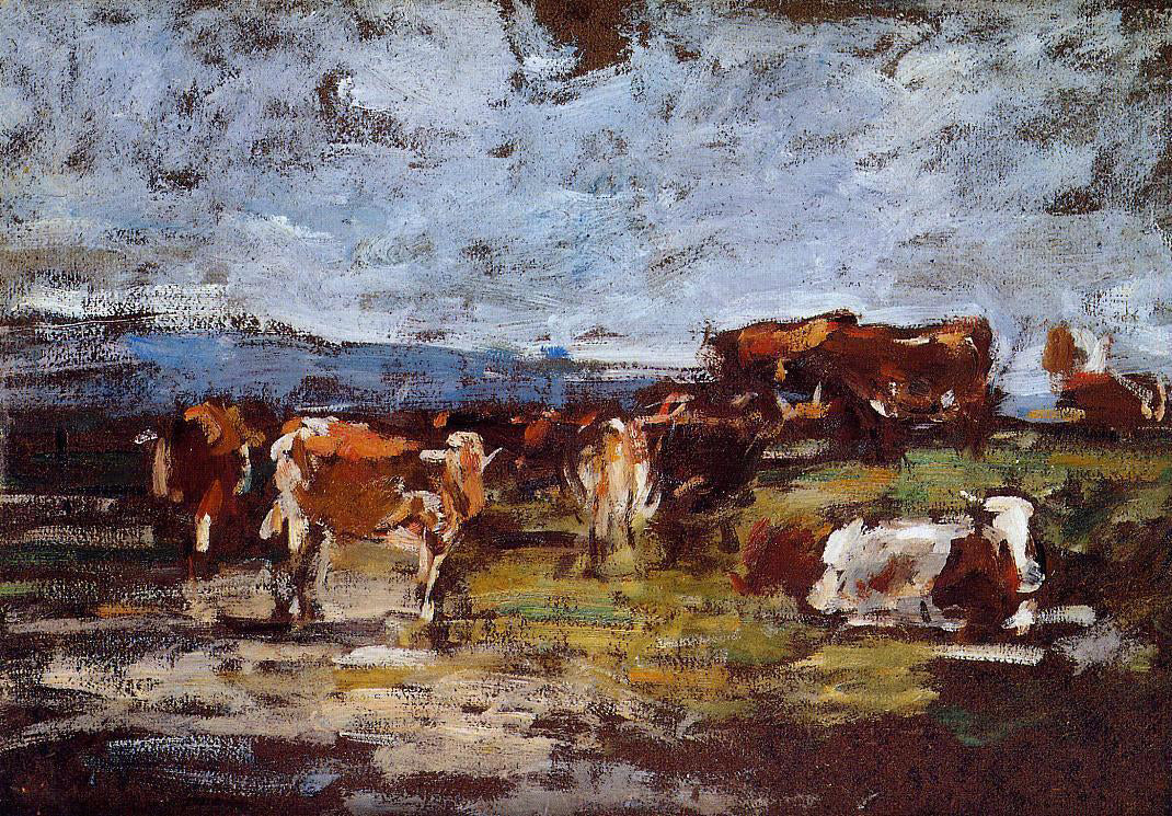 Eugene-Louis Boudin Cows in Pasture - Canvas Print
