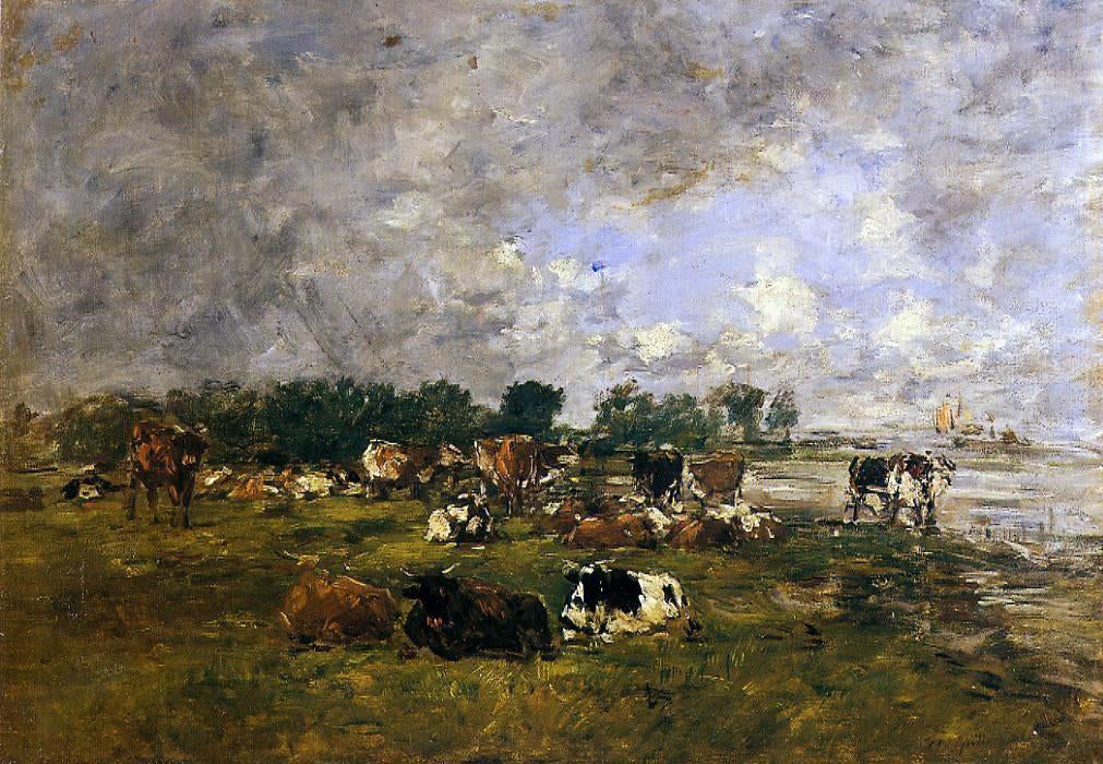 Eugene-Louis Boudin Cows in the Fields - Canvas Print