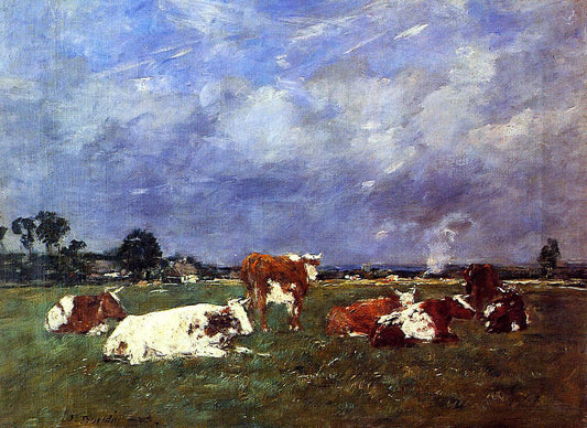 Eugene-Louis Boudin Cows in the Pasture - Canvas Print