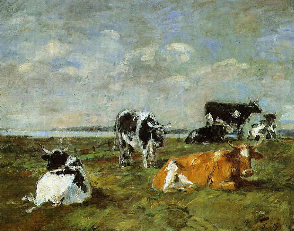 Eugene-Louis Boudin Cows near the Sea - Canvas Print