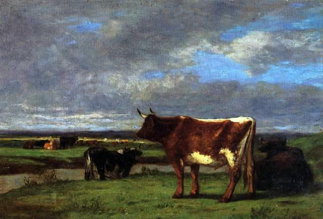 Eugene-Louis Boudin Cows near the Toques - Canvas Print