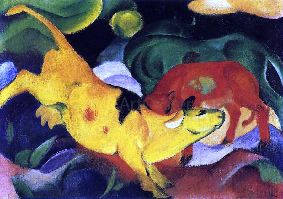 Franz Marc Cows, Yellow-Red-Green - Canvas Print