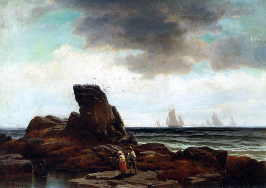 Edward Moran Crabbing by the Shore - Canvas Print