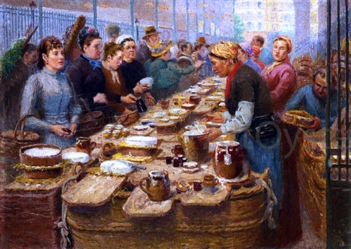 Edouard-Jean Dambourgez Cream and Cheese Merchants of Les Halles - Canvas Print