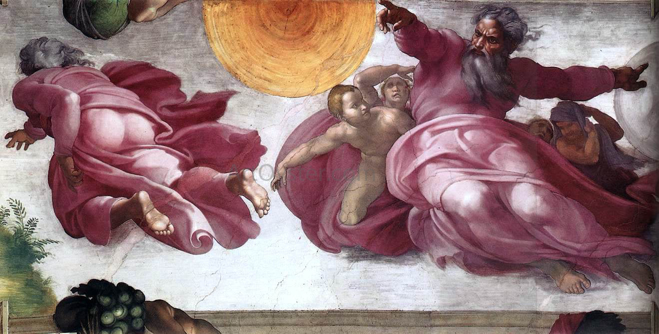 Michelangelo Buonarroti Creation of the Sun, Moon, and Plants - Canvas Print
