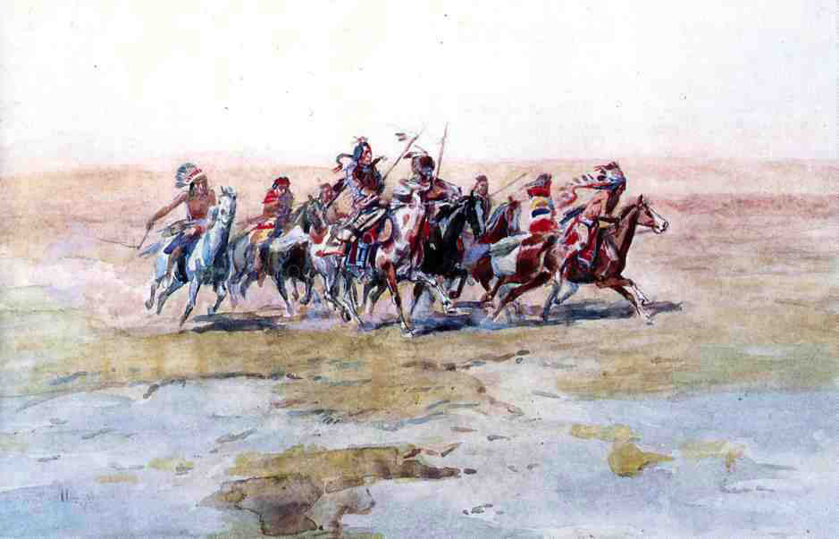 Charles Marion Russell Cree War Party - Canvas Print