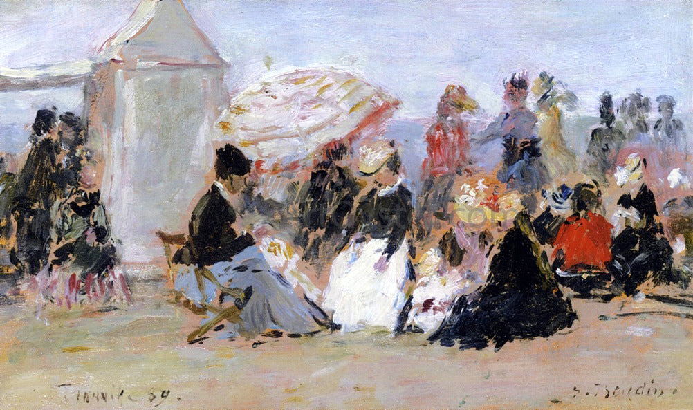 Eugene-Louis Boudin Crinolines on the Beach, Trouville - Canvas Print