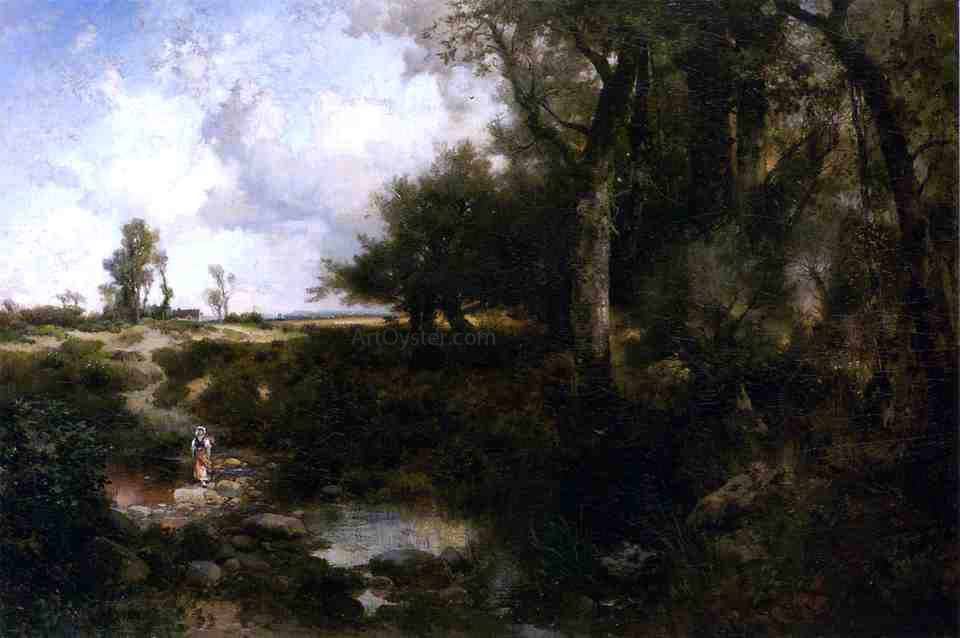 Thomas Moran Crossing the Brook Near Plainfield, New Jersey - Canvas Print