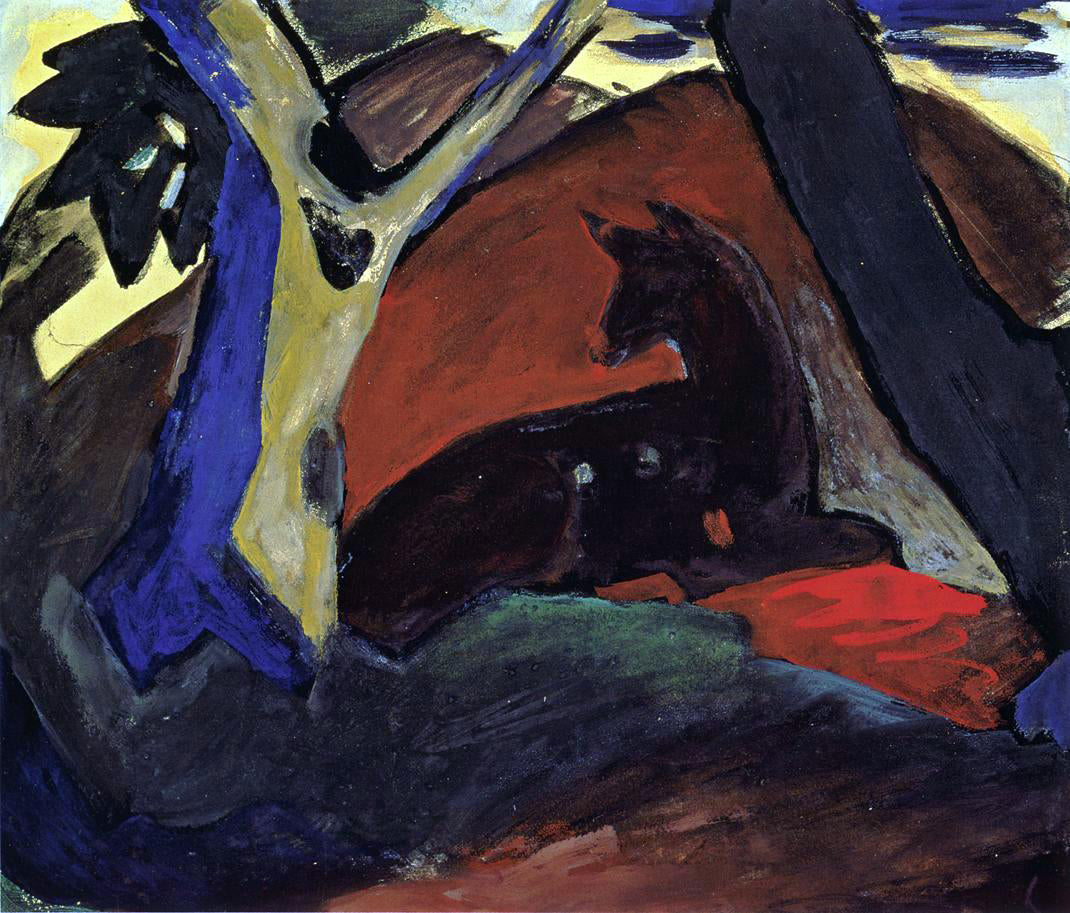 Franz Marc Crouching Deer - Canvas Print