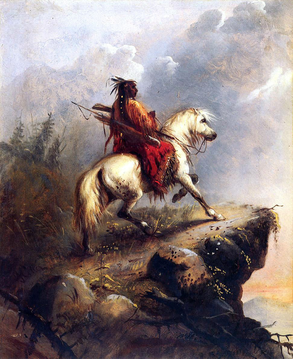 Alfred Jacob Miller Crow Indian on the Lookout - Canvas Print