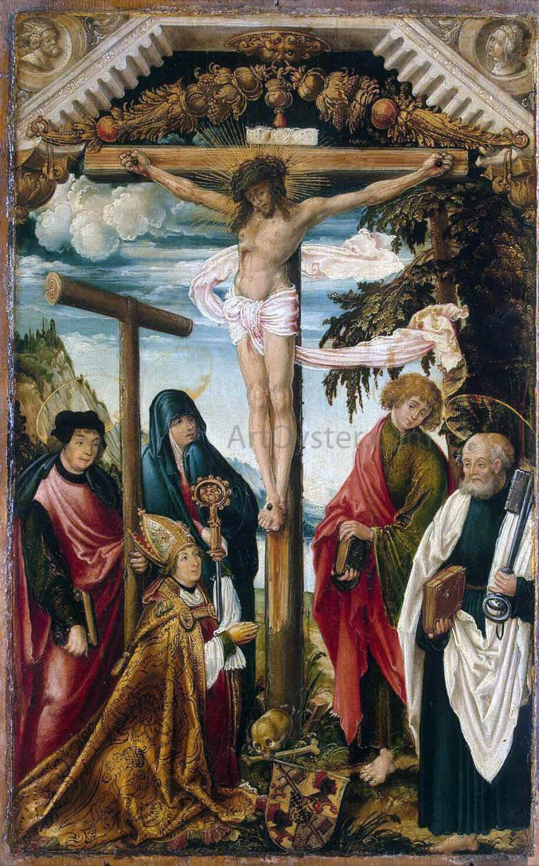 Hans Wertinger Crucifixion with Saints and Donor - Canvas Print