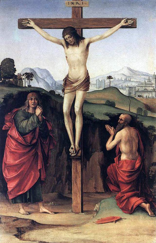 Francesco Francia Crucifixion with Sts John and Jerome - Canvas Print